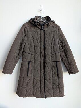 GERRY WEBER Quilted Hooded Long Coat | Size 10